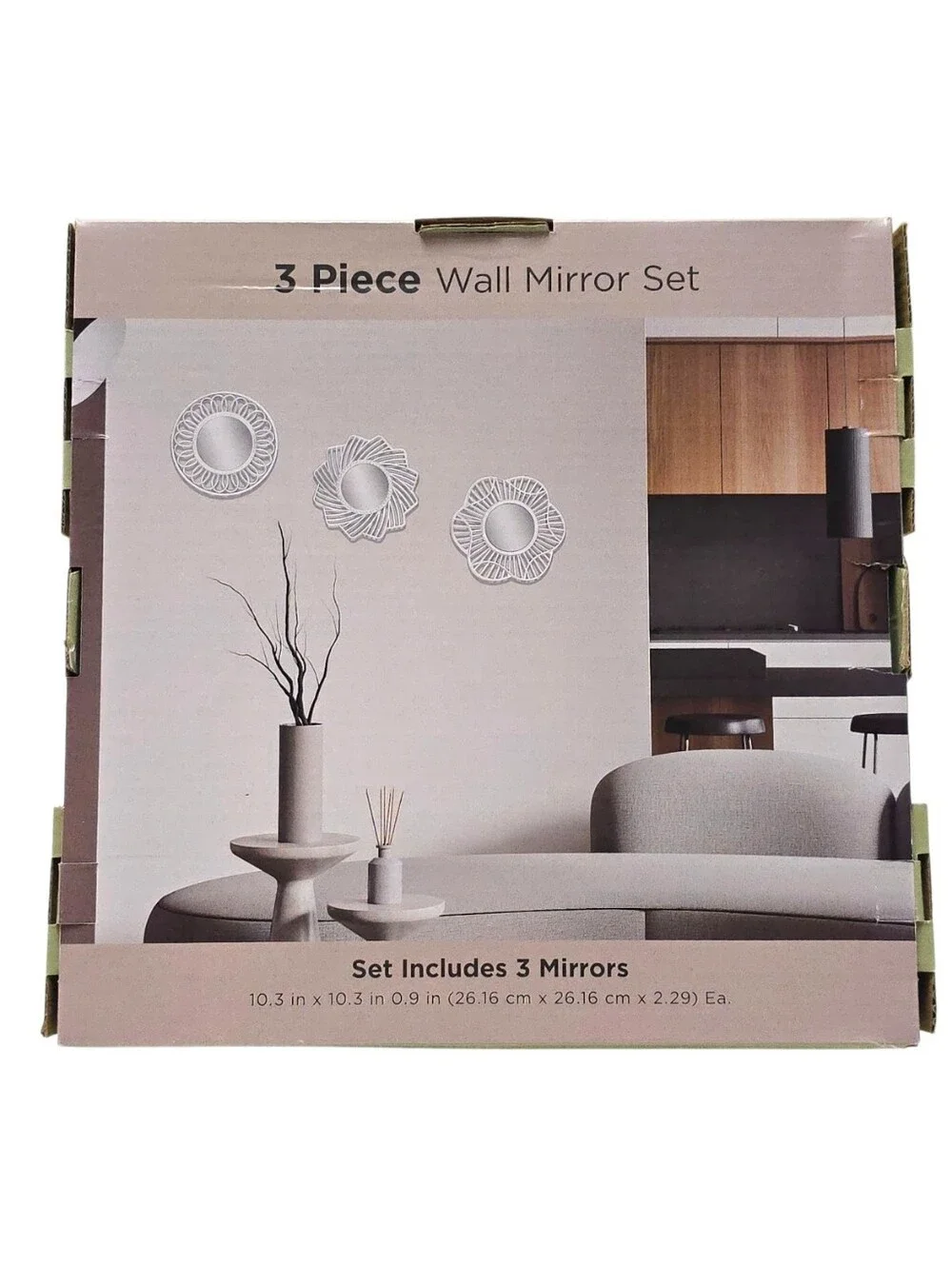 Willow Spring 3 Piece Wall Mirror Set White Sunburst Boho Accent Decor NEW